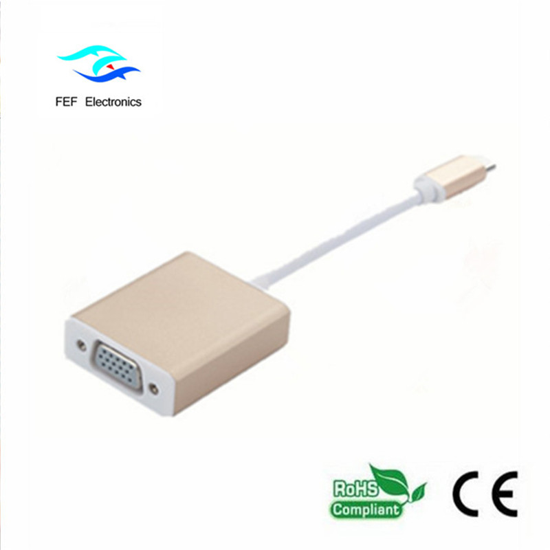 USB 3.1 Type-C mannelijk naar VGA vrouwelijk converter Code: FEF-USBIC-002