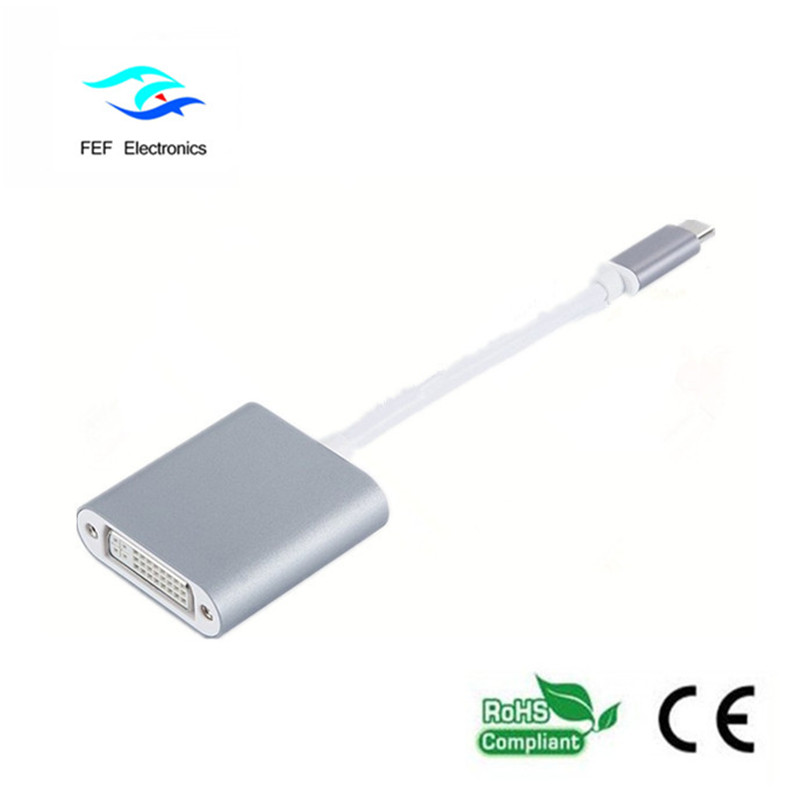 USB TYPE-C naar DVI female converter ABS shell Code: FEF-USBIC-003