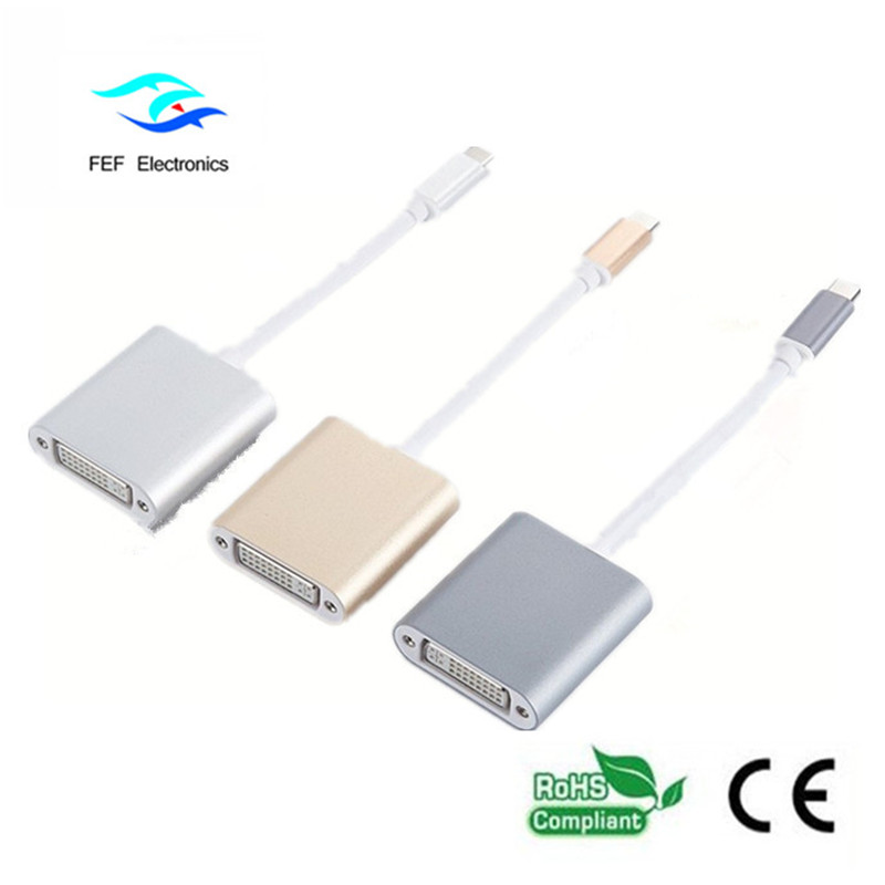 USB TYPE-C naar DVI female converter ABS shell Code: FEF-USBIC-003