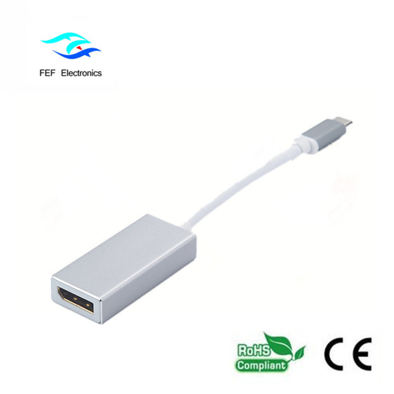 USB TYPE-C naar Displayport female converter Metalen behuizing Code: FEF-USBIC-004