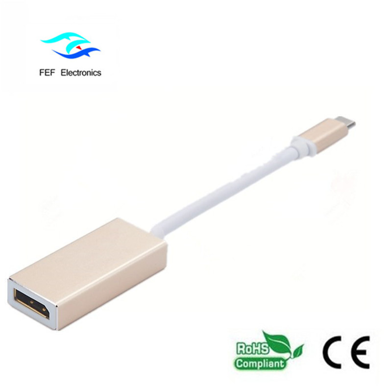 USB TYPE-C naar Displayport female converter Metalen behuizing Code: FEF-USBIC-004