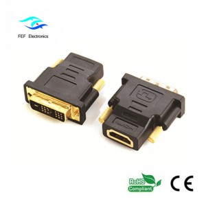 DVI (18 + 1) mannelijk naar HDMI vrouwelijk adapter goud / vernikkeld Code: FEF-HD-002