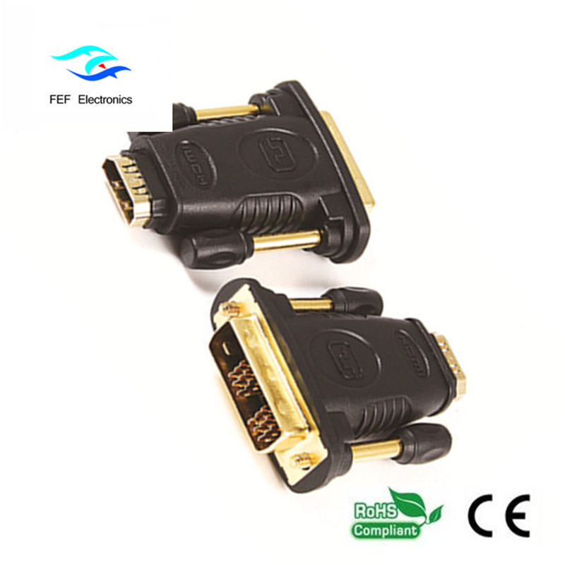 DVI (24 + 1) mannelijk naar HDMI vrouwelijk adapter goud / nikkel Code: FEF-HD-005