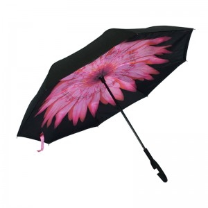 2019 aangepaste omgekeerde opent terug verpakking bloem fotolijst glasvezel ain omgekeerde paraplu voor auto