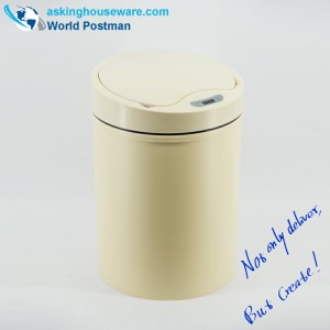 AKbrand Automatische inductieve vuilnisbak met elektrische oplader, lichtgeel, 15 liter