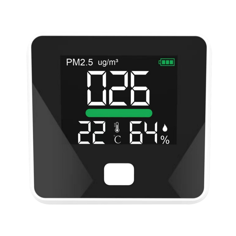 Luchtkwaliteitsvervuilingsmonitor, stofdetector, temperatuur- en vochtigheidsmeter, sensor, tester; Detecteer PM2.5 / PM10 / PM1.0 micronstof, test Indoor TVOC vluchtig organisch samengesteld gas