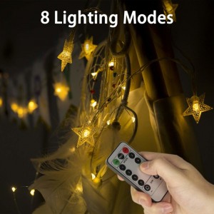 Lichtslingers, Rymbo 34ft Indoor / Outdoor Stervormige lichten LED Warm Wit Twinkle Lights \u0026 USB Powered \u0026 Transparant String Kabel \u0026 Remote Adapter