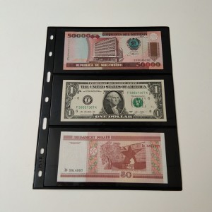 3 Pocket Poly Black valuta-opslagportfolio-pagina's voor valutarekeningen