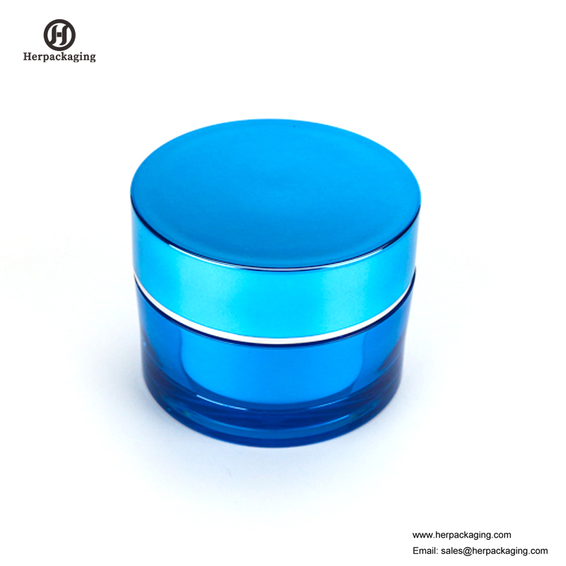 HXL212 Ronde lege glanzende blauwe cosmetische pot Double Wall Container huidverzorgingspot