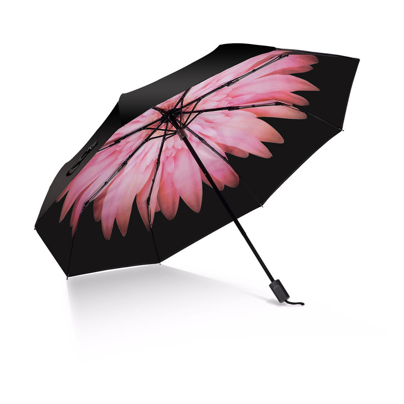 bloem binnenkant print zwarte coating anti UV vouw paraplu