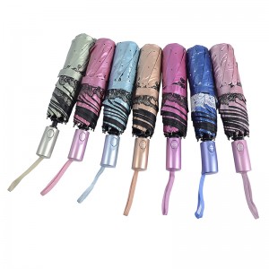 Zwarte zonweringparaplu met fotografieontwerpprint 3 opvouwbare paraplu