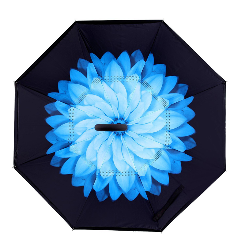 Glasvezel frame winddicht Print bloem populaire regen paraplu aangepast omgekeerde