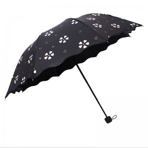Fancy geschenkenartikel Wetting rain magic print kleur veranderende 3-voudige paraplu