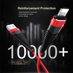 Gevlochten snel opladen Ronde aluminium behuizing Flex buigen Tangle free USB-datakabel voor micro-USB, Type C, iPhone bliksem opladen en synchroniseren