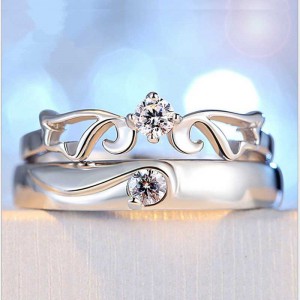 925 zilveren creatieve diamanten ring Koppel Open Koppel Ring tot mond, Zilveren sieraden Briljante ster