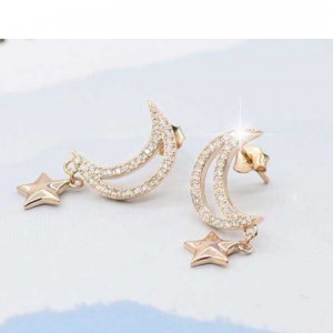 S925 Car Flower Tremella Ornament Star Moon Embedded Zirkoon Fashion Oorbellen