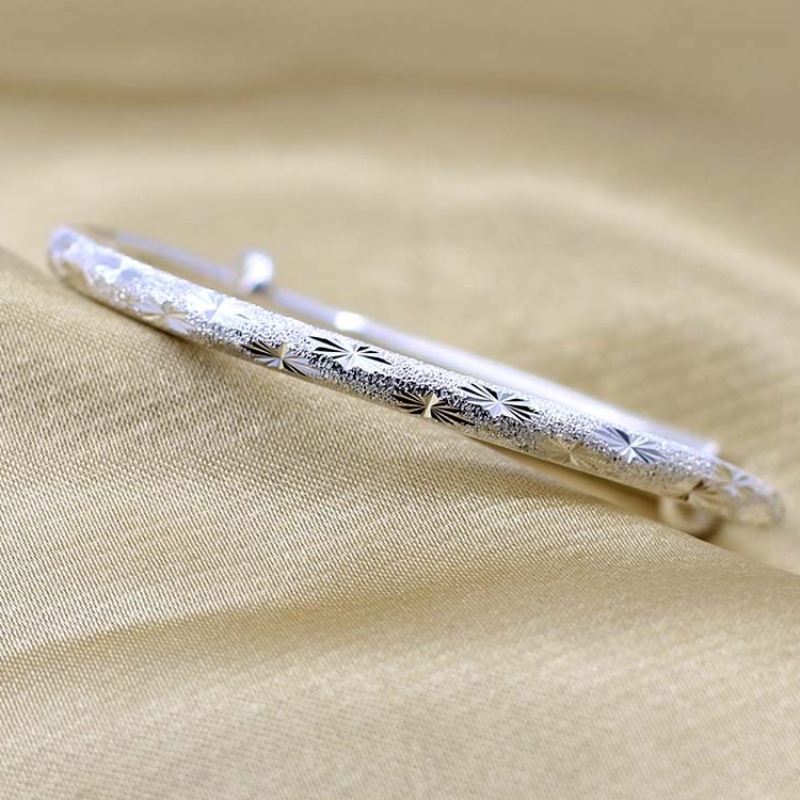 999 zilveren armband volledige ster vrouwelijke stijl eenvoudige ronde buis geslepen handarmband
