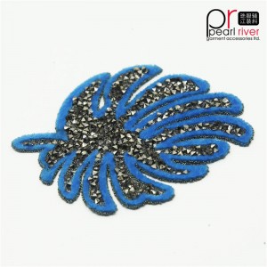 Blauwe strass patch met warmte-overdracht lijm op maat