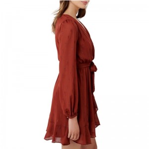 Nieuw aangekomen roest metallic skater mini-jurk met lange mouwen voor dames