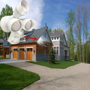 Led-overstromingsveiligheidslicht met bewegingssensor, 30 W, 3-kops, wit, bewegingslicht