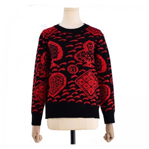 2019 Spun Cotton Poker Jacquard Op voorraad Pullover Custom Logo Gebreide Sweaters