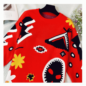 Europese Amerikaanse maat jacquard trui ontwerp dikke warme jurk gebreide kleding