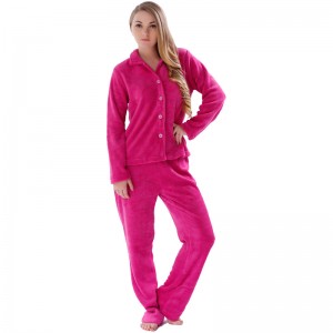 Dames zachte fleece pyjama voor volwassenen