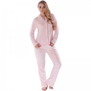 Dames Effen Coral Fleece Pyjama voor volwassenen