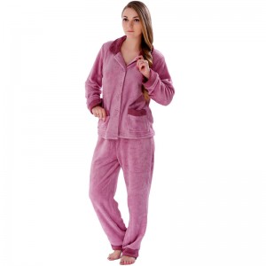 Dames Effen Coral Fleece Pyjama voor volwassenen