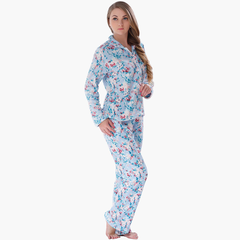 Vrouwen bedrukte koraal fleece pyjama set