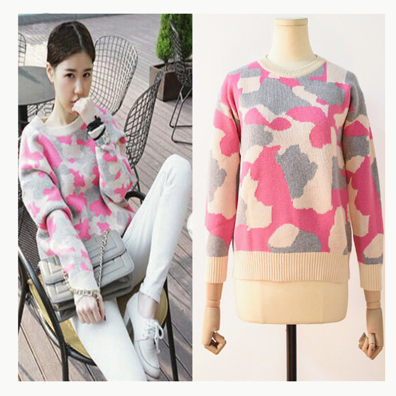 Koreaanse stijl wolmix dikke warme jacquard pullover knitwear