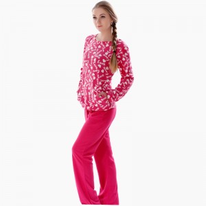 Vrouwen bedrukte microfiber fleece pyjama set