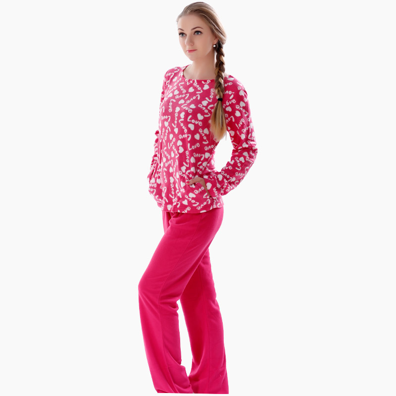 Vrouwen bedrukte microfiber fleece pyjama set