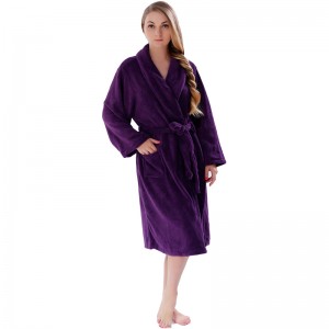 Volwassen effen kleur fleece gewaad heren dames pyjama badjassen