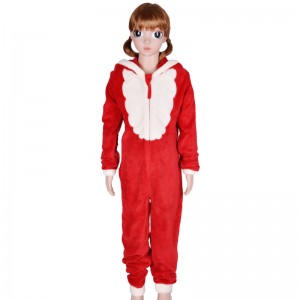Koraalfleece kerstman onesie met capuchon, kinderen