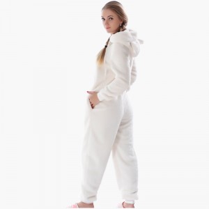 Dames Volwassenen onesie pyjama met capuchon met dierenoren
