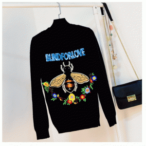 Custom Design Computer Knit Bee Letters en Flower Patchwork Dames Pullover sweater