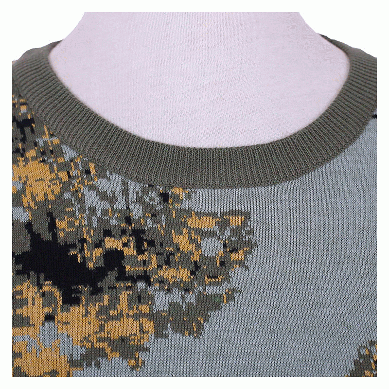 Aangepaste OEM ODM 100% wol legergroene jacquard pullover sweater dames