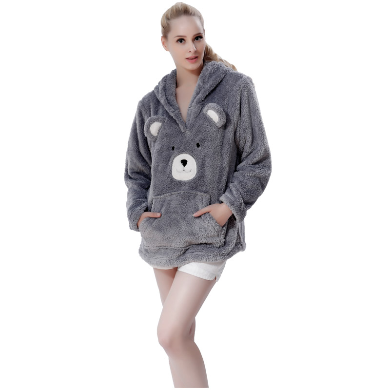 Dames Snuggle Fleece grijs Embrodiery sweater met capuchon