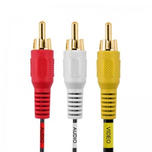 3-Male RCA naar 3-Male RCA Composiet Video Audio A / V AV-kabel Verguld