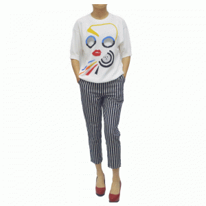 Op maat gemaakte rode lippen jacquard zomer dunne gebreide truien