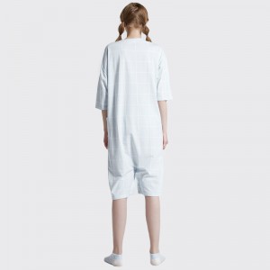 Vrouwen onesie bedrukte katoenen jersey borduurwerk pyjama set