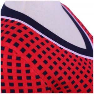 2018 Office dames meisjes geassorteerde kleur raster jacquard twinset sweaterjurk