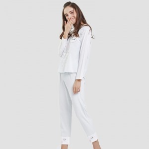 Dames positie bedrukte katoenen spandex single jersey pyjama set