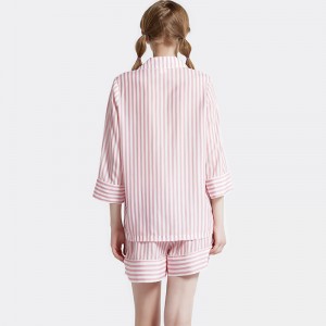Gestreepte satijnen pyjama set voor dames