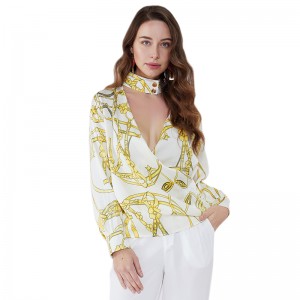 Top 100-verkopers staan ​​kraag decollete elegante vrouw Sexy tops