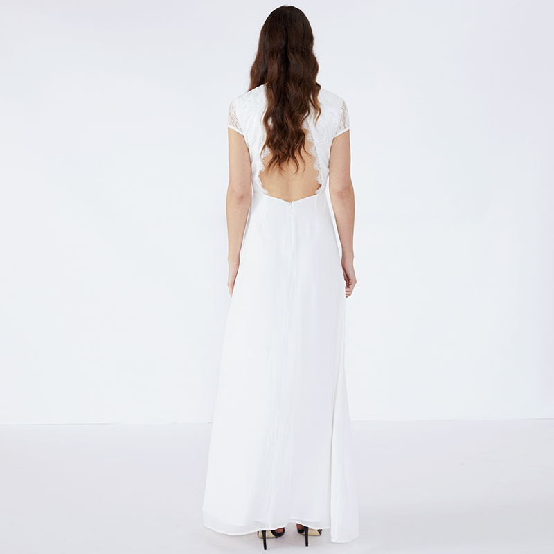 Leak Back Lace Avond 2019 Lange dameskleding Witte jurk Maxi-jurk JCGJ190315079