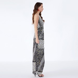 Hoge kwaliteit Dames Casual Maxi-jurk Lange Maxi Fashion Casual Boho ruches gebreide jurk met bloemen