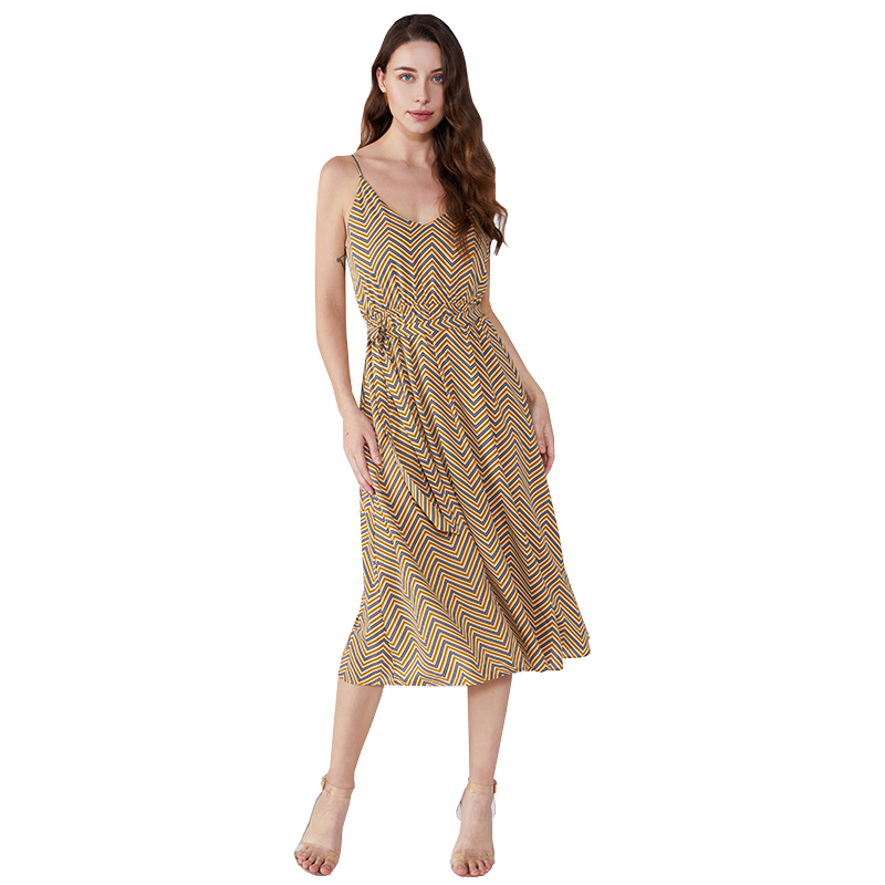 Gestreepte zomer 2019 chiffon vestidos casuales vrouwen vintage jurk