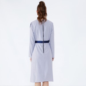 Gestreepte lange mouw prom dames kantoor dameskleding Gaun ontwerpen jurk JSW2832